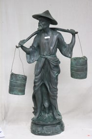 STANDING BRONZE SIAN MAN WITH BUCKETS, 42" H, 27"