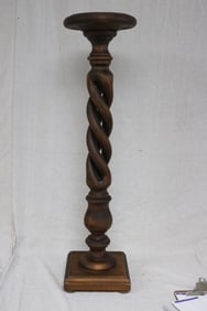 MAHOGANY & MAPLE FERN STAND, TURNED & OPEN TWIST