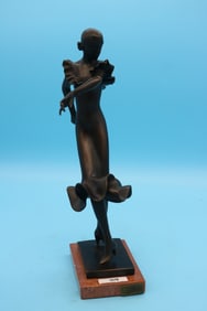 ART DECO STYLE BRONZE DANCER ON MARBLE BASE,