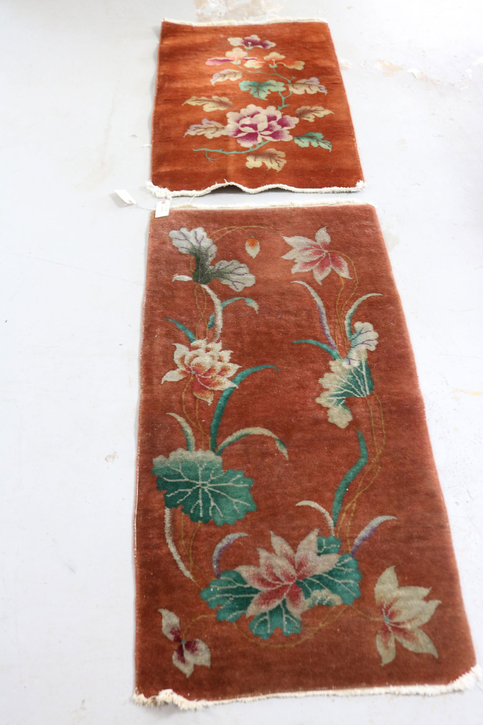 2 CHINESE AREA RUGS, FLORAL DESIGNS, 2' 1" X 2' & (1 of 1)