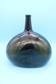 LARGE BLOWN GREEN GLASS DEMI JOHN BOTTLE, LIP