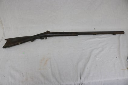 19TH C. PERCUSSION RIFLE, OCTAGONAL BARREL, PATCH