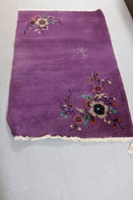 CHINESE AREA RUG, PURPLE GROUND FLORAL DESIGN,