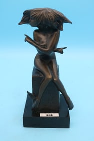 BRONZE FEMALE ZODIAC FIGURE SIGNED PINO, 11" H, 4