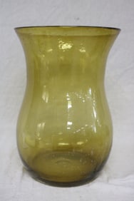 LARGE BLOWN AMBER GLASS VASE WITH LOADS OF
