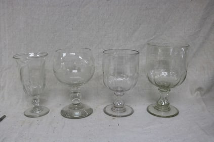 4 LARGE PCS. BLOWN GLASS, 19TH & 20TH C., 2