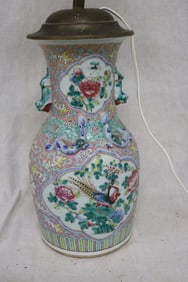 ORIENTAL PORCELAIN VASE, MOUNTED AS TABLE LAMP,