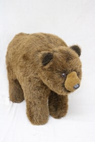 BEAR FORM FOOT STOOL, FAUX FUR, 20" H, 10" W, 28"