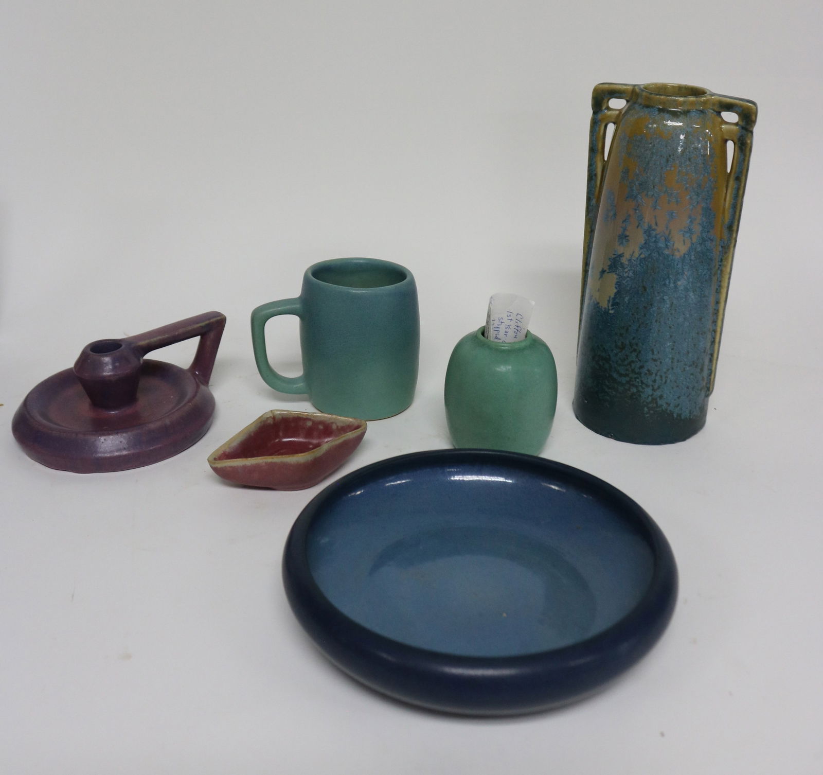 6 PCS. ART POTTERY, CLIFTON POTTERY VASE 1905, 3" (1 of 7)