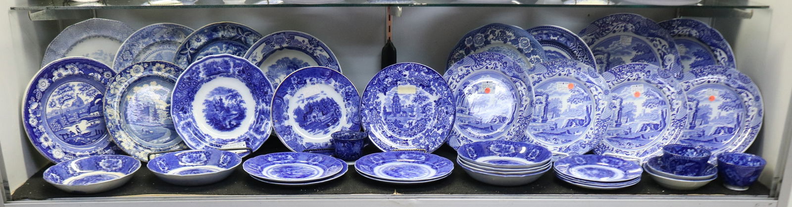 COLLECTION OF (37) 19TH C. BLUE TRANSFERWARE (1 of 4)