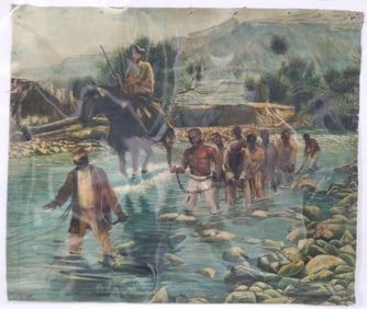 OIL ON CANVAS, SLAVE SCENE, UNMOUNTED, SIGNED