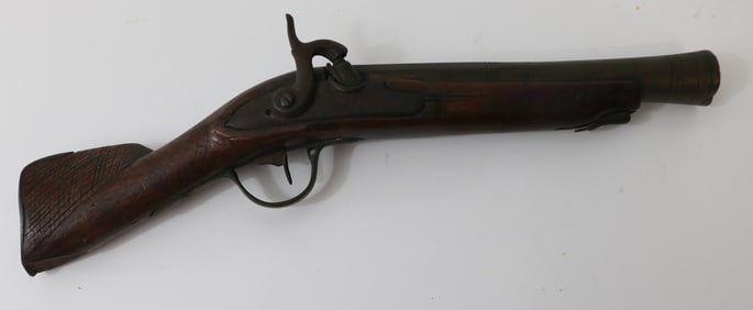 19TH C. PERCUSSION BLUNDERBUSS, BRASS BARREL,