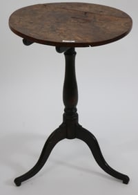 18TH C. CANDLESTAND, WALNUT, BURL WALNUT TOP
