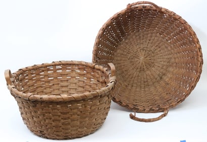 TWO 19TH C. SPLINT HANDLE GATHERING BASKETS, 11