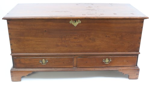 18TH C. PA 2 DRAWER BLANKET BOX, WALNUT, DOVETAIL