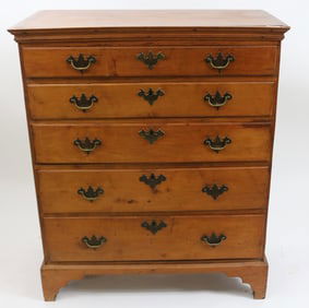 CHIPPENDALE 5 DRAWER TALL CHEST, MAPLE DOVETAIL