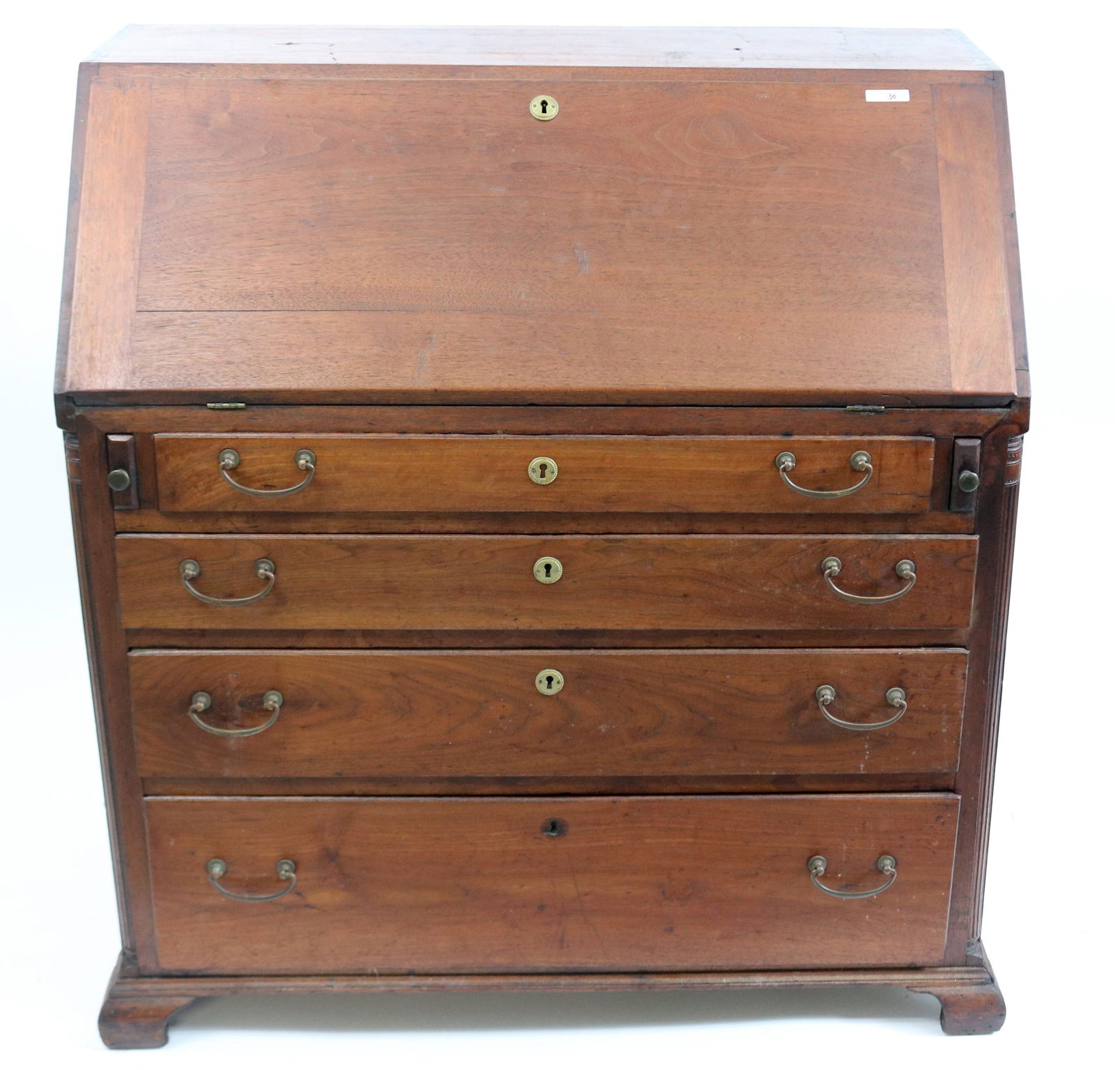 18TH C. SLANT LID DESK, WALNUT, PA, FLUTED (1 of 4)