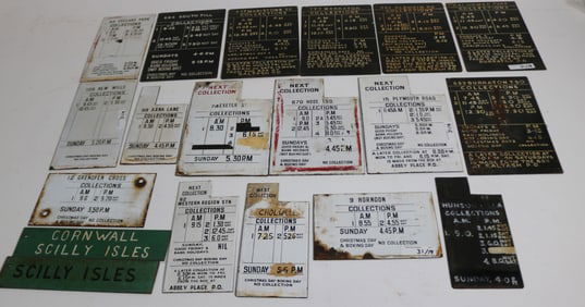 19 MISC. ENGLISH POST OFFICE SIGNS, 10 ARE