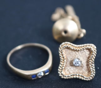 14K & DIAMOND IE TACK & SMALL UNMARKED DIAMOND 7