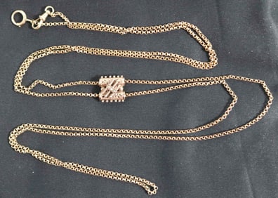 HEAVY 14K WATCH SLIDE CHAIN WITH SEED PEARLS, 28"