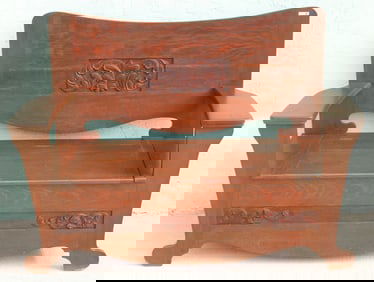 QUARTERED OAK HALL BENCH, LIFT SEAT, ORIGINAL