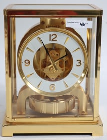 LE COULTER ATMOS CLOCK, BRASS & GLASS, 8 3/4" H,