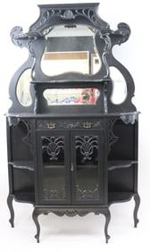 LATE 19TH C. EBONIZED ETAGERE, SHAPED BEVELED