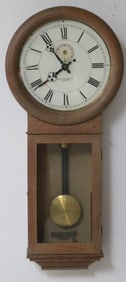 OAK WEIGHT DRIVEN LONG DROP WALL REGULATOR CLOCK,