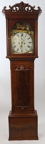 19TH C. GRANDFATHER'S CLOCK MAHOGANY CARVED