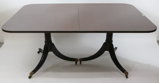 DUNCAN PHYFE STYLE DINING TABLE, SOLID MAHOGANY,