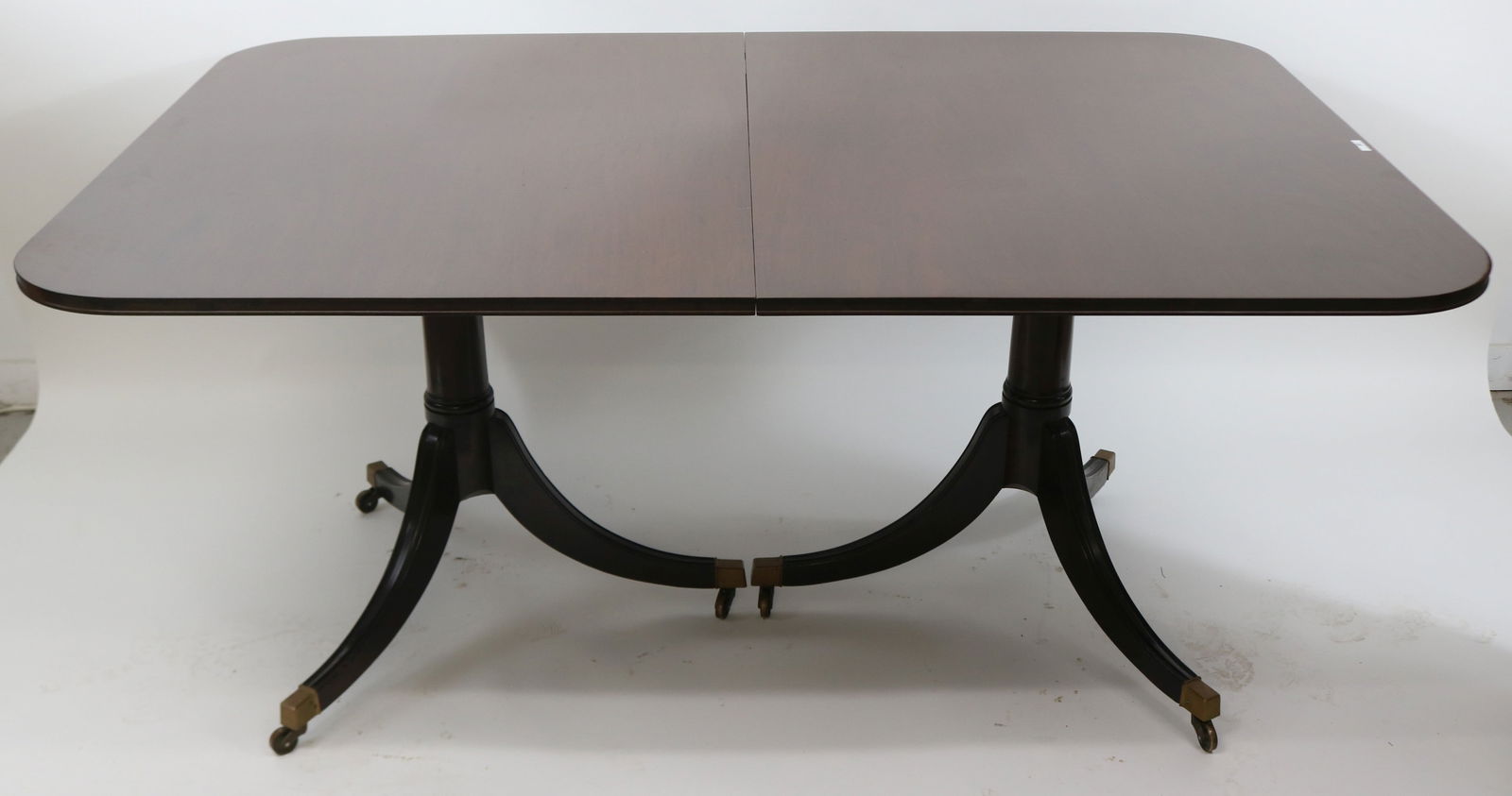 DUNCAN PHYFE STYLE DINING TABLE, SOLID MAHOGANY, (1 of 4)