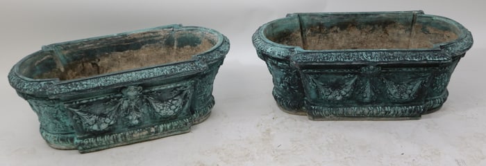 PAIR CAST CEMENT PLANTERS, RENASCENCE REVIVAL