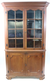 EARLY 19TH C. CORNER CUPBOARD, WALNUT, 2 PART