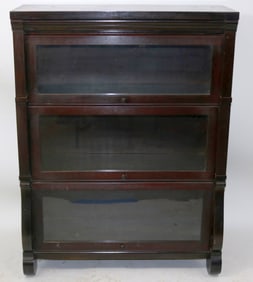 3 STACK EMPIRE REVIVAL BOOKCASE, MAHOGANY, BY