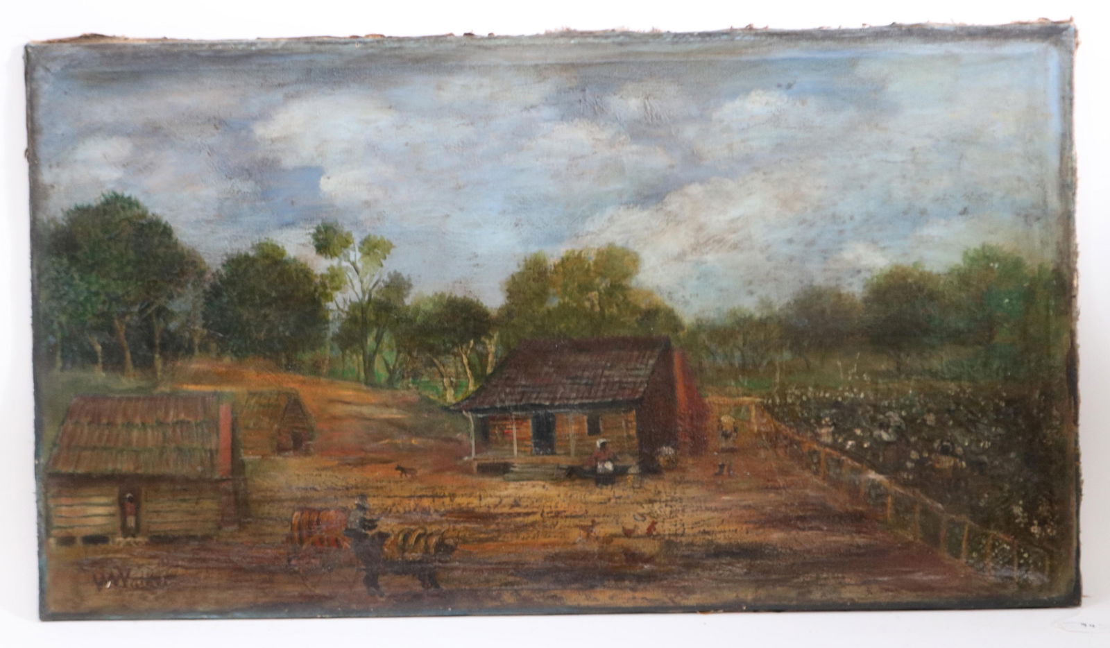 OIL ON CANVAS, SHARE CROPPER SCENE, FIGURES, (1 of 4)