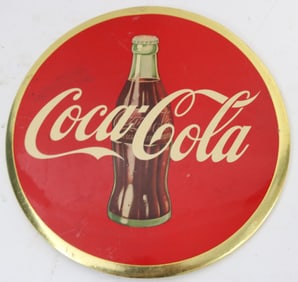 VINTAGE COCA COLA ADVERTISING BUTTON, 9" DIA., BY