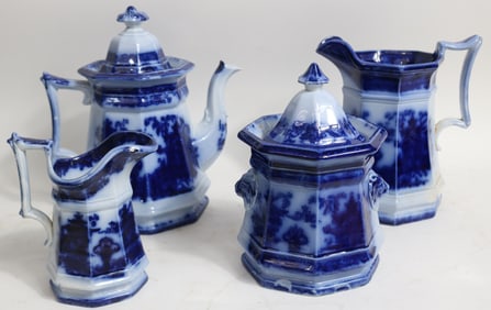 4 PCS FLO BLUE TEMPLE PATTERN, 5 1/4" CREAMER,