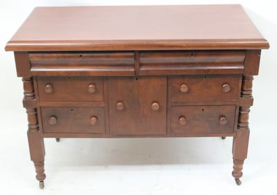 19TH C. EMPIRE SERVETTE, CHERRY & MAHOGANY, BLOCK