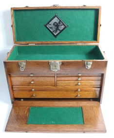 OAK MACHINIST CHEST, EARLY 20TH C., REFINISHED