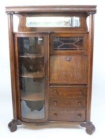 OAK SIDE BY SIDE DESK, COLUMN FRONT, ORIGINAL