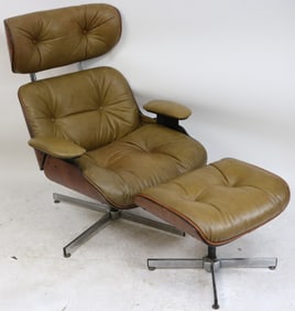 EAMES STYLE LOUNGE CHAIR & OTTOMAN, LATE 20TH C.,