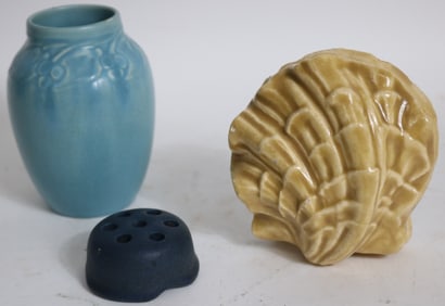 3 PCS ROOKWOOD POTTERY, VASE, 1941, 5" H, FLOWER