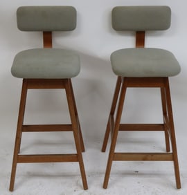 PAIR VAMDRUP STOLEFABRIK, TEAK BAR STOOLS,