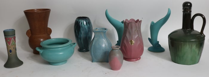 10 PCS. MISC. ART POTTERY, VAN BRIGGLE, BRUSH