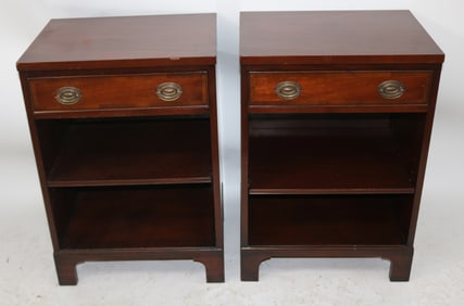 PAIR KITTINGER 1 DRAWER STANDS, MAHOGANY WITH