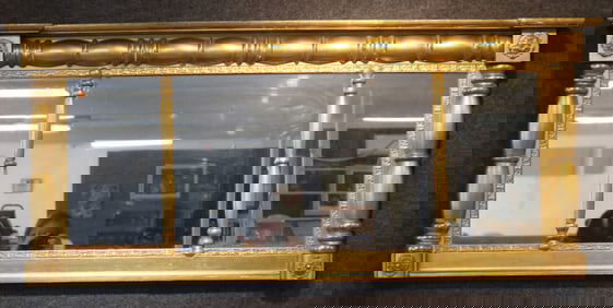 EMPIRE SPLIT COLUMN OVER MANTLE MIRROR, GOLD