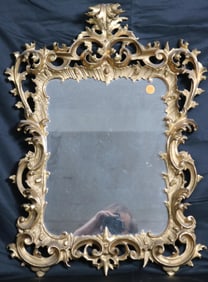 ITALIAN CARVED WOOD & GILT GESSO MIRROR, 20TH C.