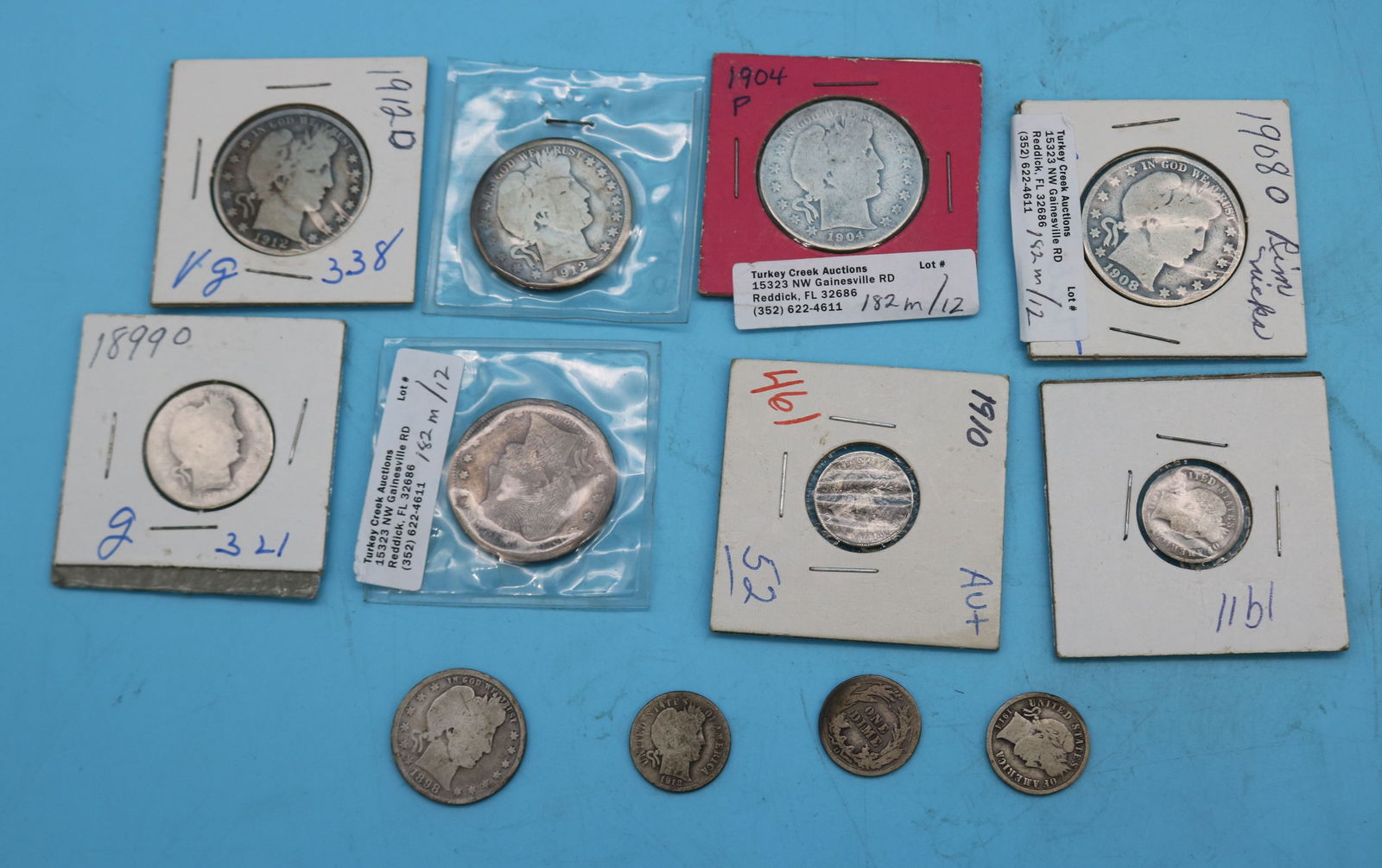 12 BARBER SILVER COINS, 5 HALF DOLLARS, 2 (1 of 1)