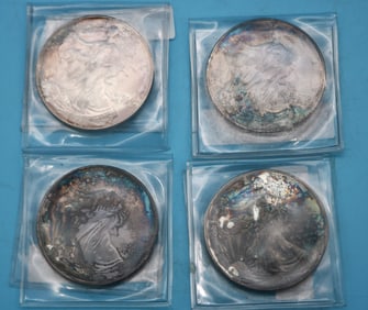 4 SILVER ROUNDS, (2) 2003, (2) 2004, UNC