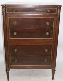 MAHOGANY REGENCY STYLE TALL CHEST BY RALPH